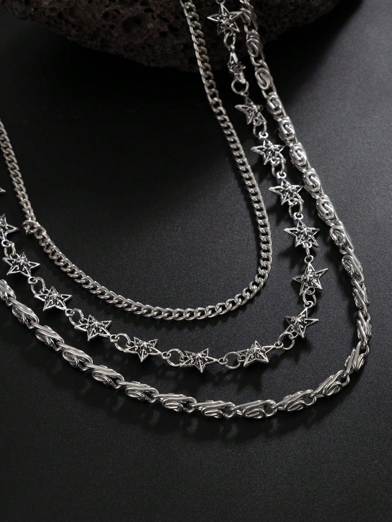 1pc Fashionable Punk Style Star Waist Chain, Multi-Layer Geometric Metal Chain Waist Belt, Suitable For Pants Decoration, Suitable For Daily Wear, Music Festivals, Parties, Holiday Gifts