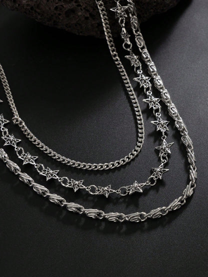 1pc Fashionable Punk Style Star Waist Chain, Multi-Layer Geometric Metal Chain Waist Belt, Suitable For Pants Decoration, Suitable For Daily Wear, Music Festivals, Parties, Holiday Gifts