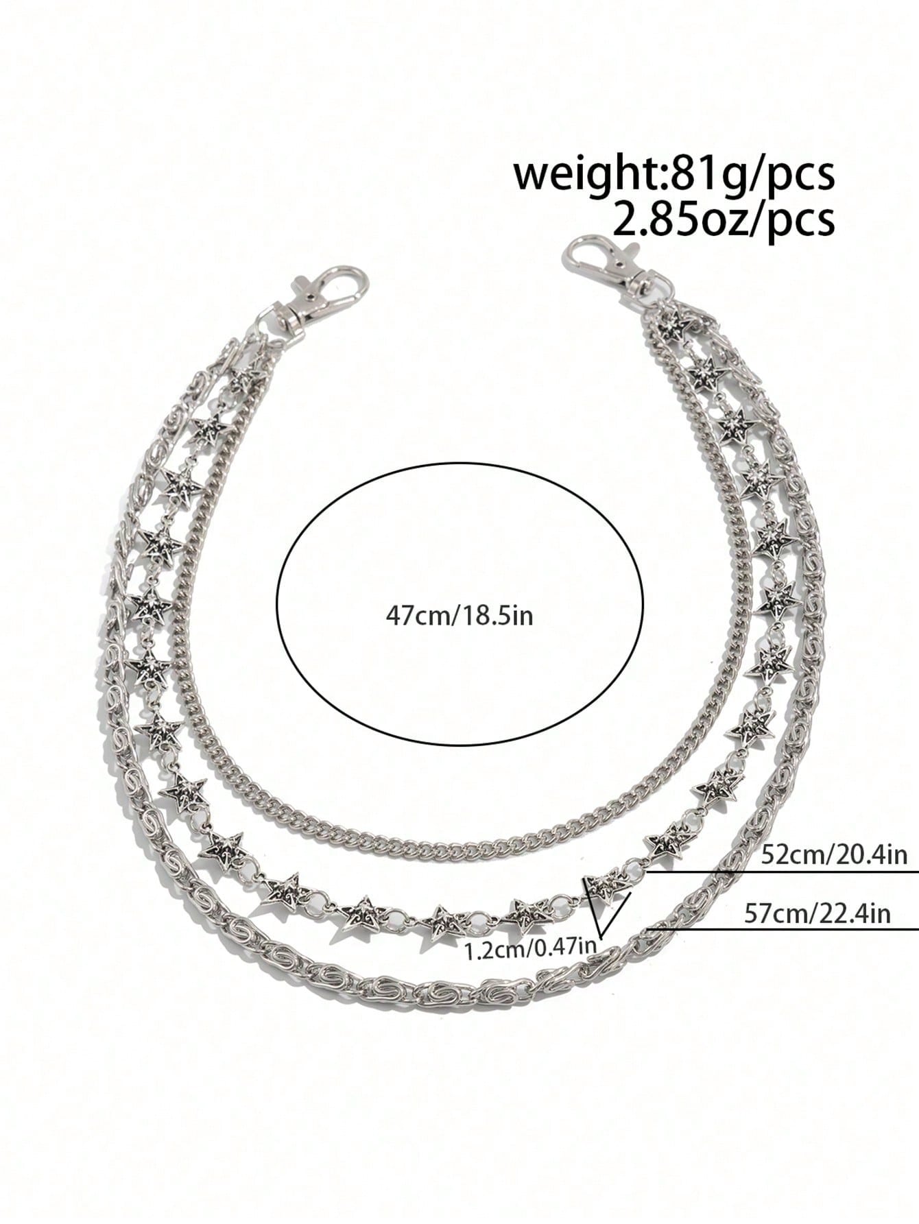 1pc Fashionable Punk Style Star Waist Chain, Multi-Layer Geometric Metal Chain Waist Belt, Suitable For Pants Decoration, Suitable For Daily Wear, Music Festivals, Parties, Holiday Gifts