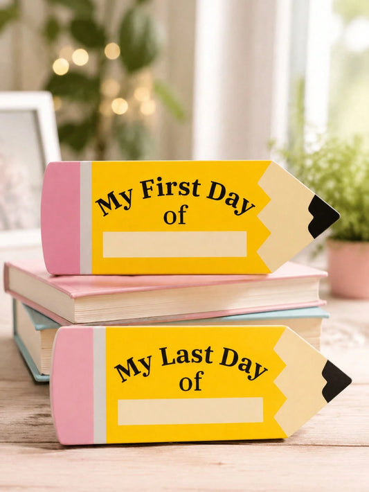 1pc First Day Of School Photo Board, Double-Sided Printed Pencil Pattern, First Day And Last Day Of School Sign, Back To School