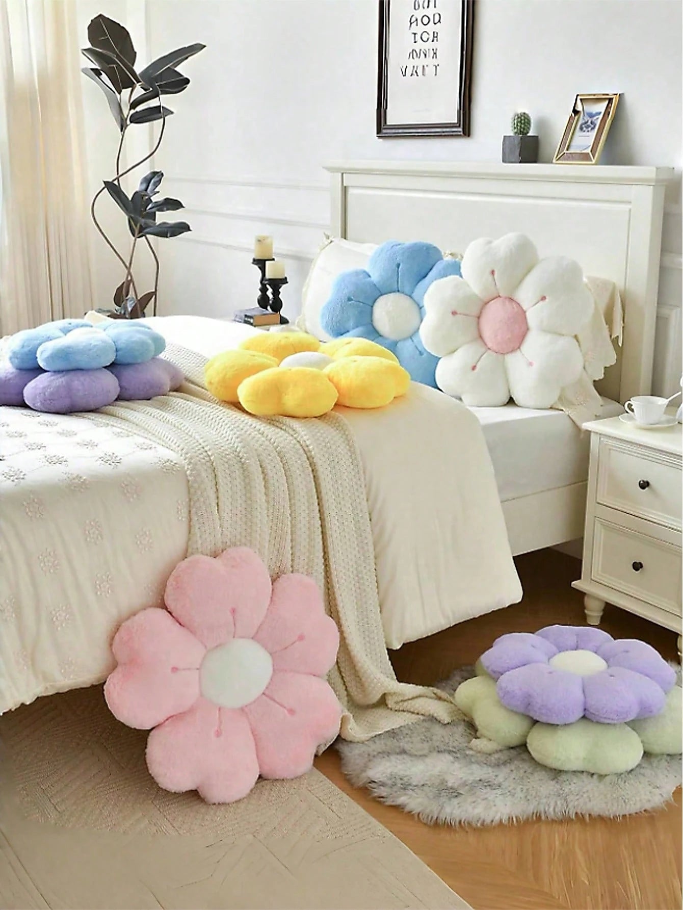 1pc Floral Decorative Pillow, Daisy Shaped Cushion For Bed, Sofa, Bedroom Decor, Home Decor, Lovely Gift For Family And Friends, Spring