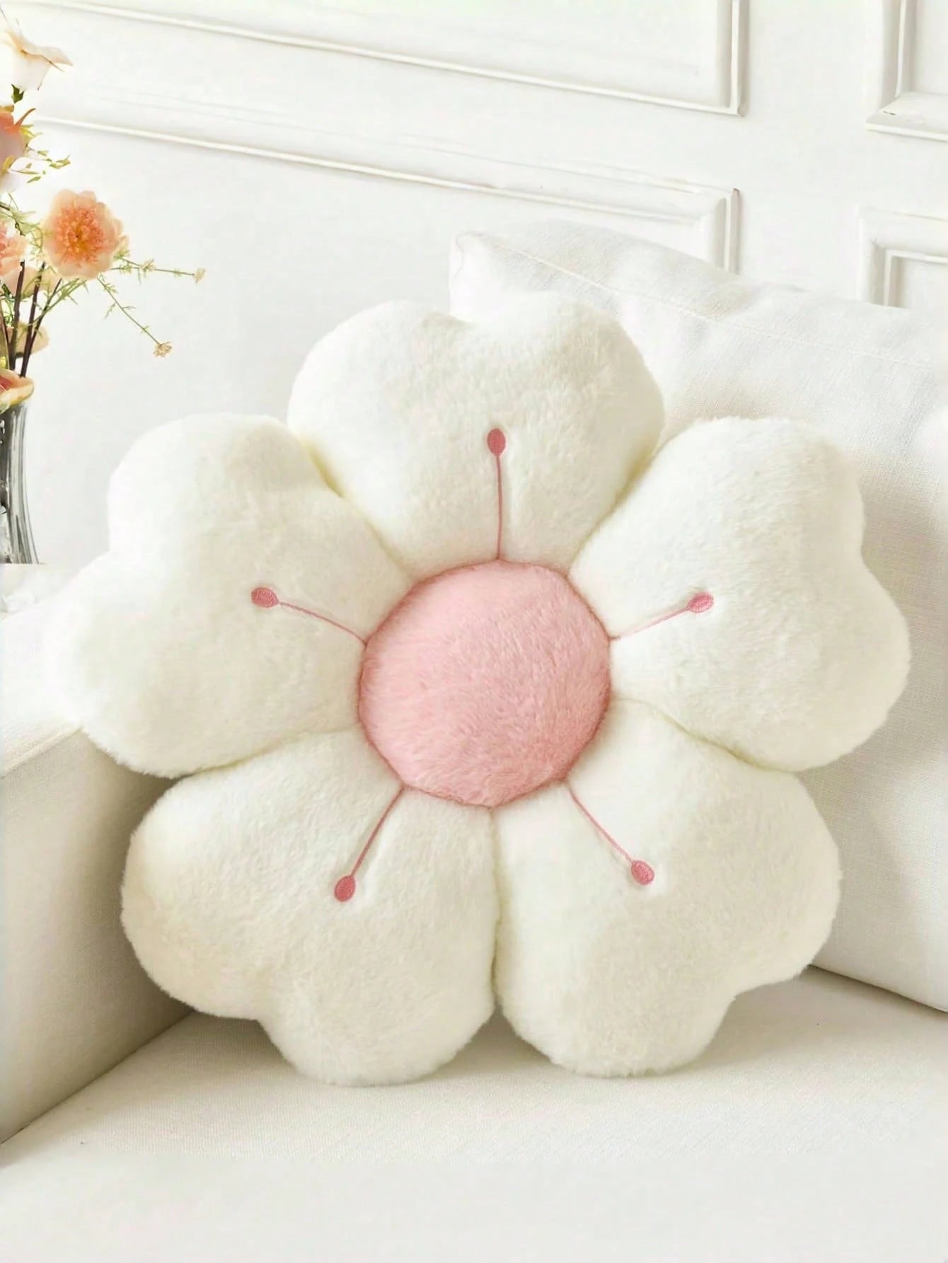1pc Floral Decorative Pillow, Daisy Shaped Cushion For Bed, Sofa, Bedroom Decor, Home Decor, Lovely Gift For Family And Friends, Spring