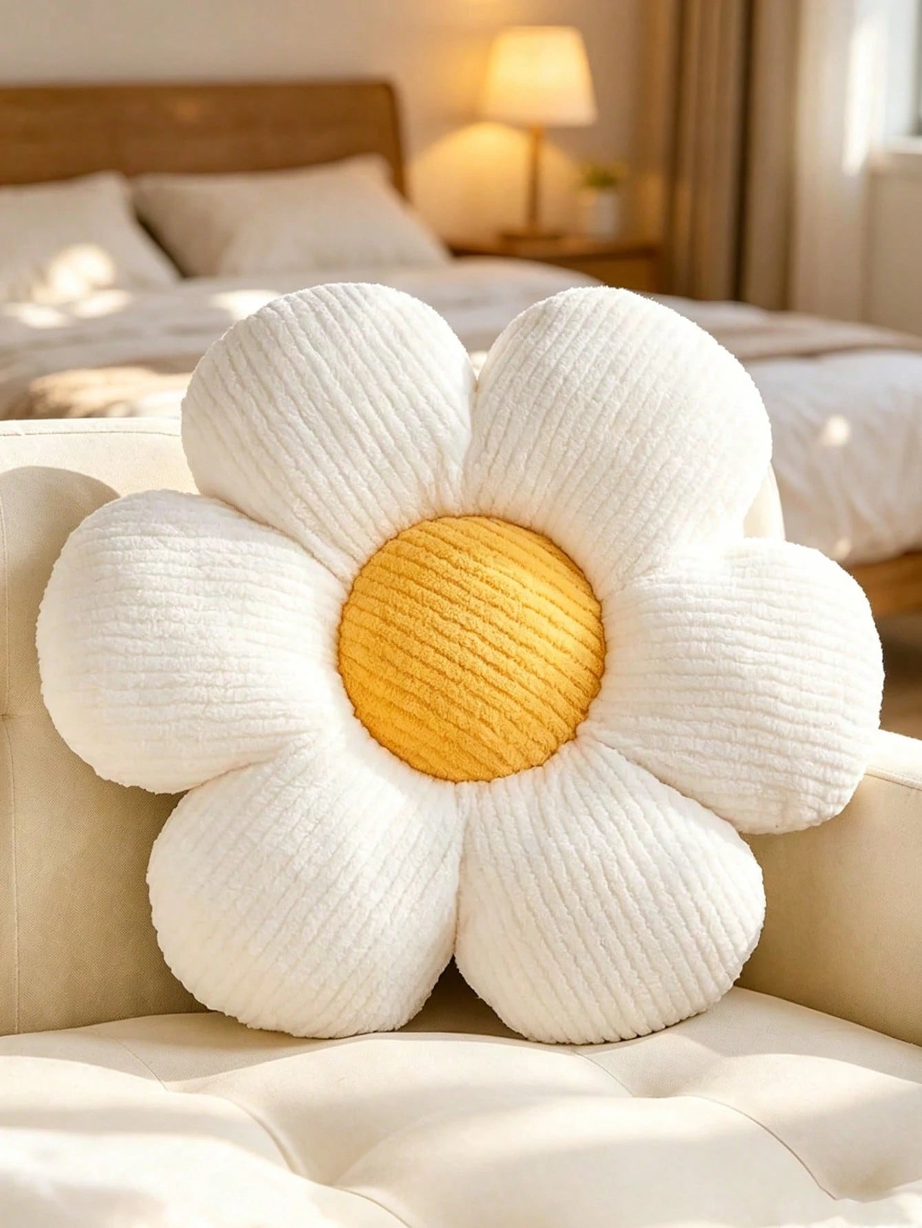 1pc Flower Shaped Throw Pillow, Decorative Cushion For Bed And Sofa, Daisy Design Home Decor Pillow, Bedroom Decoration, Room Decor, Daily Party, Spring/Summer Pillow, Outdoor Garden Summer Cushion