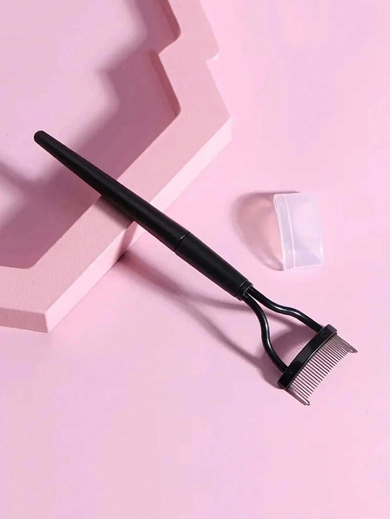 1pc Foldable Black Eyelash Comb, Stainless Steel Dense Tooth Eyelash Brush, Portable Eyelash Curling Assistant Tool, Eye Makeup Tool, False Eyelash Grooming Tool