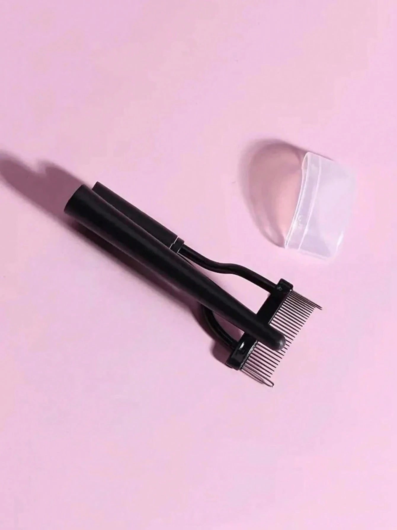 1pc Foldable Black Eyelash Comb, Stainless Steel Dense Tooth Eyelash Brush, Portable Eyelash Curling Assistant Tool, Eye Makeup Tool, False Eyelash Grooming Tool
