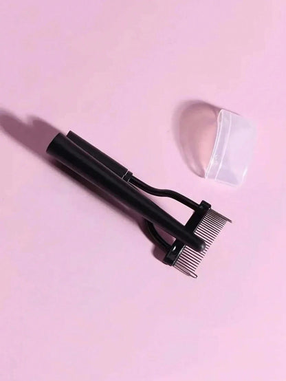 1pc Foldable Black Eyelash Comb, Stainless Steel Dense Tooth Eyelash Brush, Portable Eyelash Curling Assistant Tool, Eye Makeup Tool, False Eyelash Grooming Tool