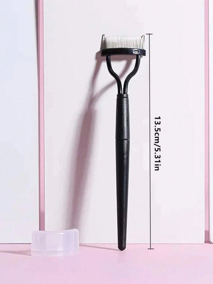 1pc Foldable Black Eyelash Comb, Stainless Steel Dense Tooth Eyelash Brush, Portable Eyelash Curling Assistant Tool, Eye Makeup Tool, False Eyelash Grooming Tool