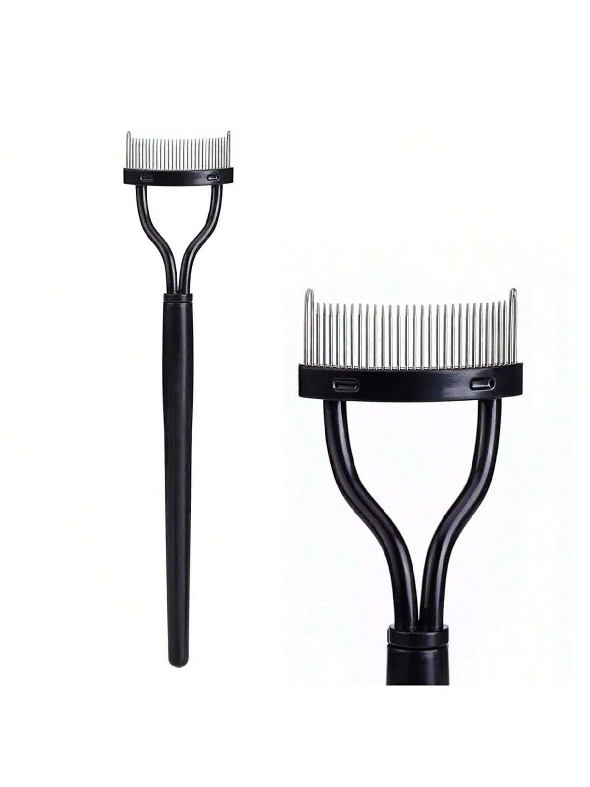 1pc Foldable Black Eyelash Comb, Stainless Steel Dense Tooth Eyelash Brush, Portable Eyelash Curling Assistant Tool, Eye Makeup Tool, False Eyelash Grooming Tool
