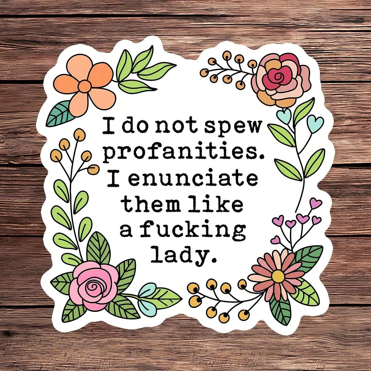 1PC Funny Profanity Sticker For Women, Sarcastic Quote Laptop Decal, Adult Humor Vinyl Sticker, Floral Swear Word Art, Women Empowerment Gift For Her, Like A Lady Decal For Water Bottle, Removable & W