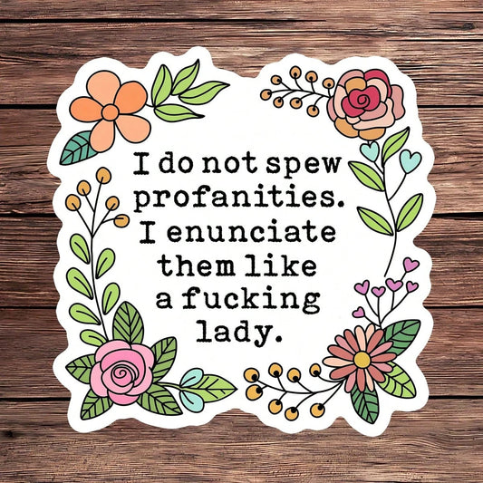 1PC Funny Profanity Sticker For Women, Sarcastic Quote Laptop Decal, Adult Humor Vinyl Sticker, Floral Swear Word Art, Women Empowerment Gift For Her, Like A Lady Decal For Water Bottle, Removable & W
