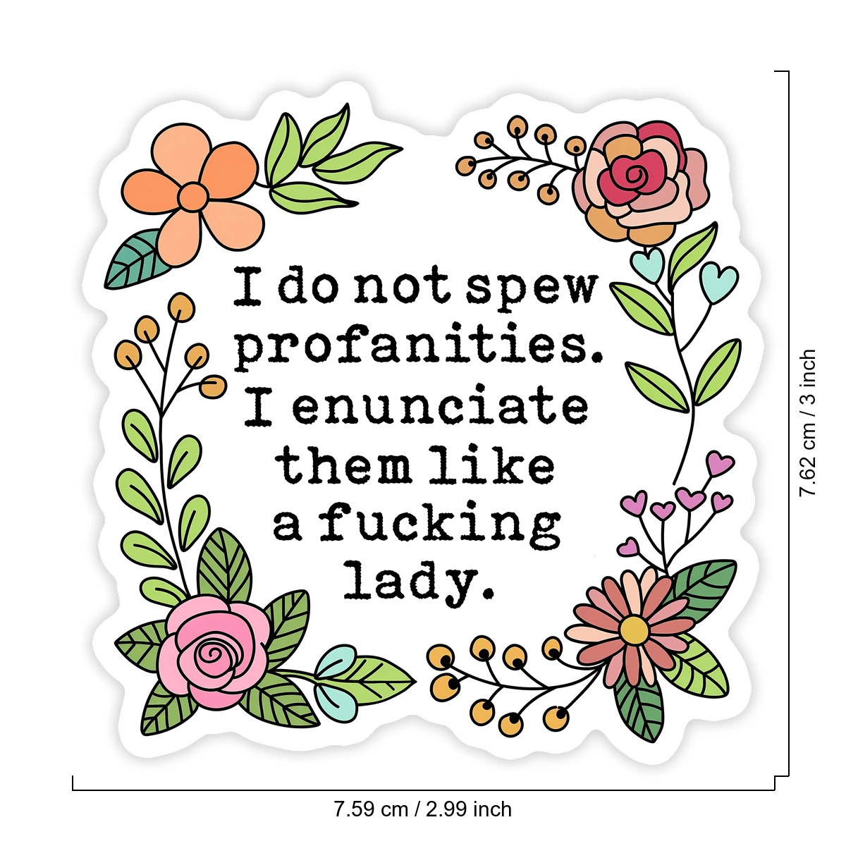 1PC Funny Profanity Sticker For Women, Sarcastic Quote Laptop Decal, Adult Humor Vinyl Sticker, Floral Swear Word Art, Women Empowerment Gift For Her, Like A Lady Decal For Water Bottle, Removable & W