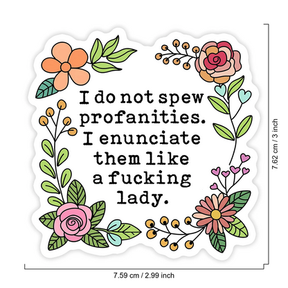 1PC Funny Profanity Sticker For Women, Sarcastic Quote Laptop Decal, Adult Humor Vinyl Sticker, Floral Swear Word Art, Women Empowerment Gift For Her, Like A Lady Decal For Water Bottle, Removable & W