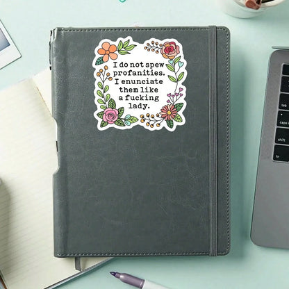 1PC Funny Profanity Sticker For Women, Sarcastic Quote Laptop Decal, Adult Humor Vinyl Sticker, Floral Swear Word Art, Women Empowerment Gift For Her, Like A Lady Decal For Water Bottle, Removable & W