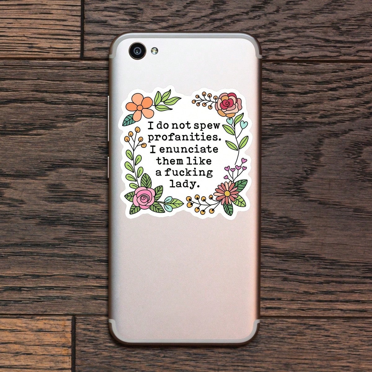 1PC Funny Profanity Sticker For Women, Sarcastic Quote Laptop Decal, Adult Humor Vinyl Sticker, Floral Swear Word Art, Women Empowerment Gift For Her, Like A Lady Decal For Water Bottle, Removable & W
