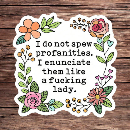 1PC Funny Profanity Sticker For Women, Sarcastic Quote Laptop Decal, Adult Humor Vinyl Sticker, Floral Swear Word Art, Women Empowerment Gift For Her, Like A Lady Decal For Water Bottle, Removable & W
