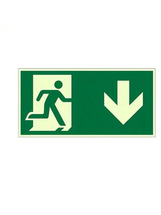 1pc Glow-In-The-Dark Emergency Exit Signs- Durable PE Material, Green Border & White Arrow, Fire & Evacuation Indicators For Workshops, Offices, Public Spaces, Workshop Safety Equipment|Luminous Sign