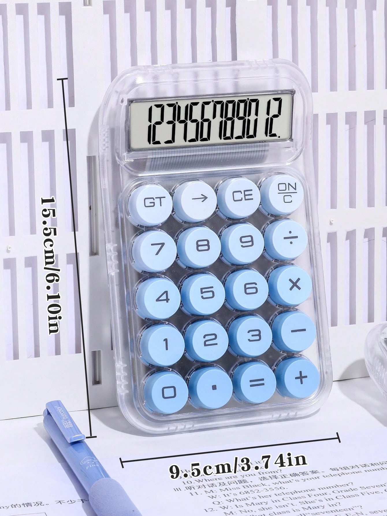 1pc Gradient Dopamine Calculation Circular Mechanical Calculator, 12-Digit Large Display Suitable For Finance, Accounting, Students, Office Use, Fashionable Girl Aesthetic Design, High-End Color, High