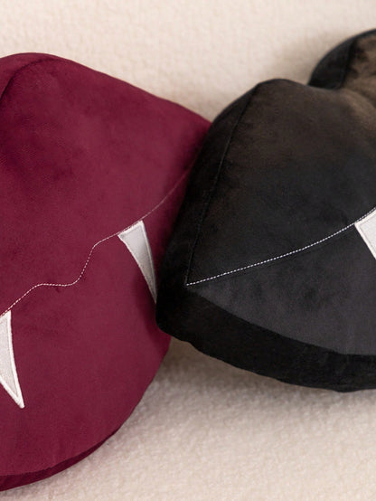 1pc Halloween Black Vampire Lips Shaped Pillow Case, Suitable For Indoor Decoration, Halloween Decoration, All-Season Pillow Cover, Without Insert