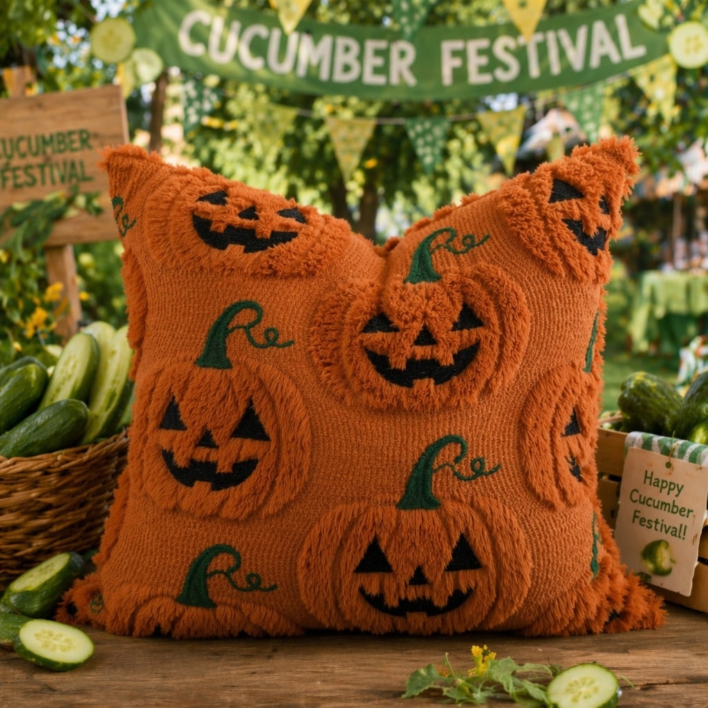 1PC Halloween Pumpkin Pattern Decorative Pillow Case, Soft Plush Sofa Cushion Cover, Suitable For Home Use