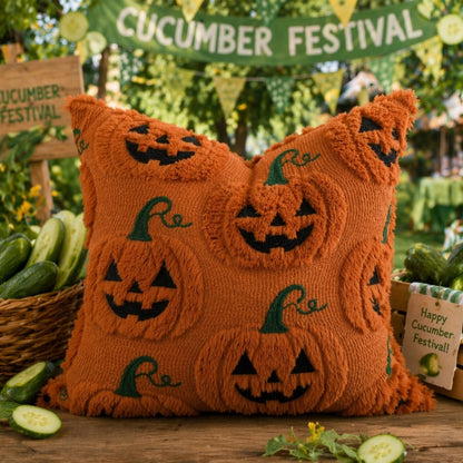 1PC Halloween Pumpkin Pattern Decorative Pillow Case, Soft Plush Sofa Cushion Cover, Suitable For Home Use