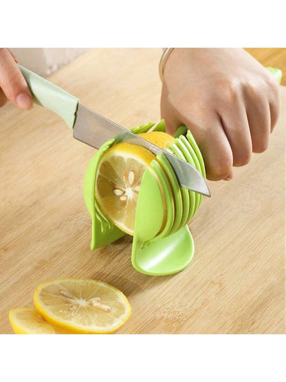 1pc Hand-Held Fruit Slicer, For Orange, Tomato, Vegetable & Fruit Holder, Pulp Slicer, Onion Chopper, Outdoor BBQ Potato Clip, Bubble Tea Shop Cutting Tool, Multi-Functional Kitchen Food Divider, Food