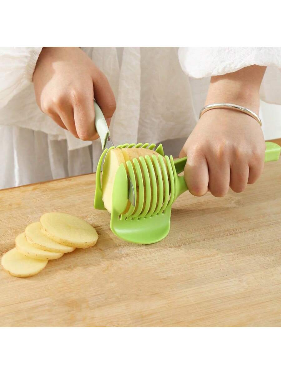 1pc Hand-Held Fruit Slicer, For Orange, Tomato, Vegetable & Fruit Holder, Pulp Slicer, Onion Chopper, Outdoor BBQ Potato Clip, Bubble Tea Shop Cutting Tool, Multi-Functional Kitchen Food Divider, Food
