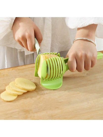 1pc Hand-Held Fruit Slicer, For Orange, Tomato, Vegetable & Fruit Holder, Pulp Slicer, Onion Chopper, Outdoor BBQ Potato Clip, Bubble Tea Shop Cutting Tool, Multi-Functional Kitchen Food Divider, Food