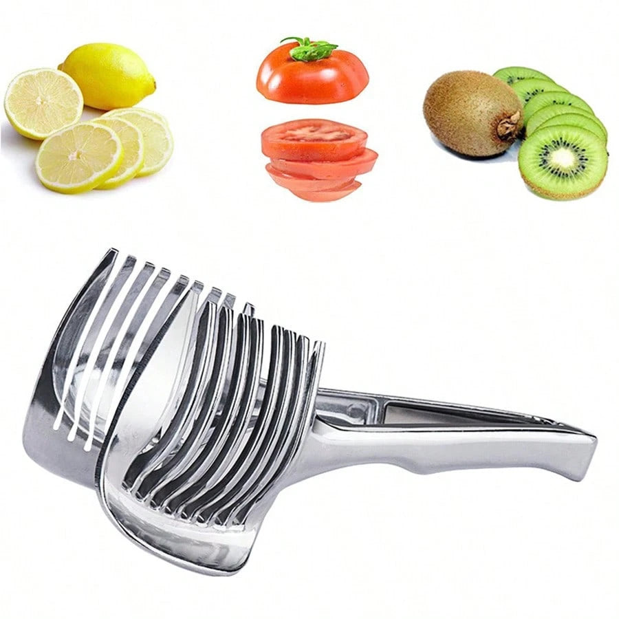 1pc Hand-Held Fruit Slicer, For Orange, Tomato, Vegetable & Fruit Holder, Pulp Slicer, Onion Chopper, Outdoor BBQ Potato Clip, Bubble Tea Shop Cutting Tool, Multi-Functional Kitchen Food Divider, Food