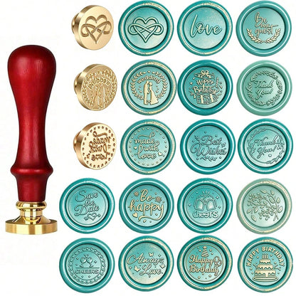 1pc Handle-Free English Blessing "Blessing/Happiness/Thank You/Happy Birthday/Love" Pattern Wax Seal Stamp- Wedding Invitation Wax Seal- Gift Packaging Wax Seal