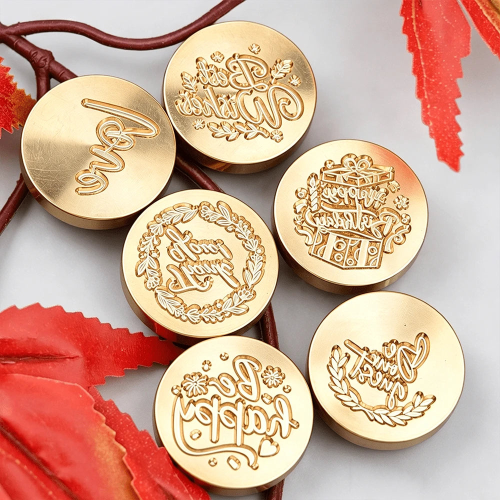 1pc Handle-Free English Blessing "Blessing/Happiness/Thank You/Happy Birthday/Love" Pattern Wax Seal Stamp- Wedding Invitation Wax Seal- Gift Packaging Wax Seal