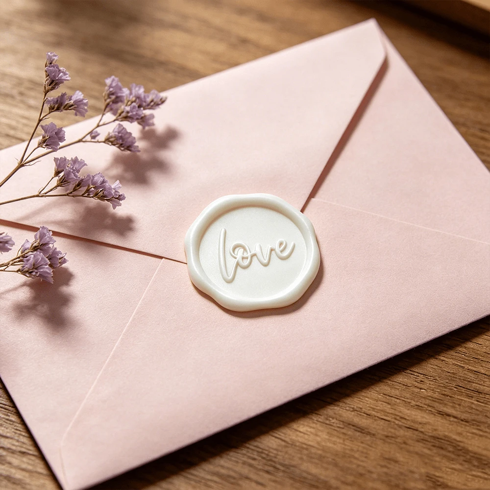 1pc Handle-Free English Blessing "Blessing/Happiness/Thank You/Happy Birthday/Love" Pattern Wax Seal Stamp- Wedding Invitation Wax Seal- Gift Packaging Wax Seal