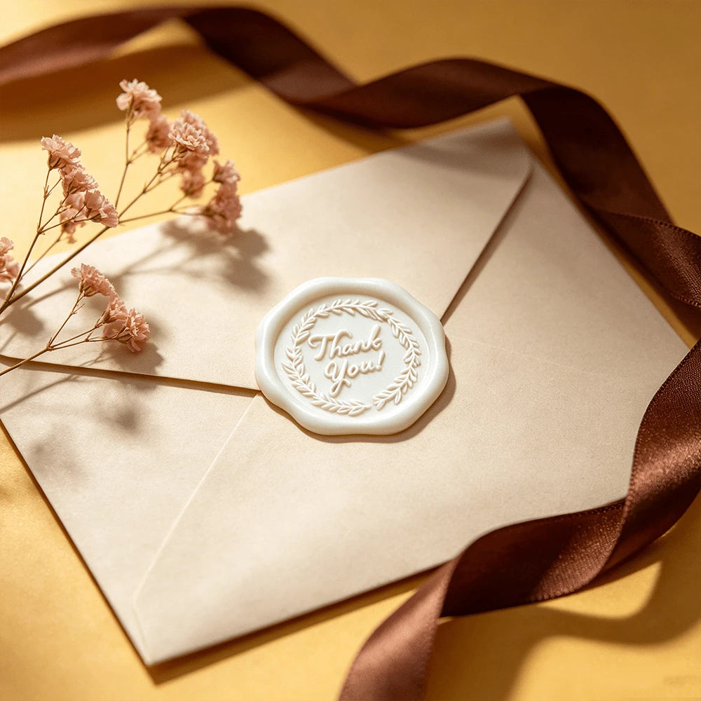1pc Handle-Free English Blessing "Blessing/Happiness/Thank You/Happy Birthday/Love" Pattern Wax Seal Stamp- Wedding Invitation Wax Seal- Gift Packaging Wax Seal