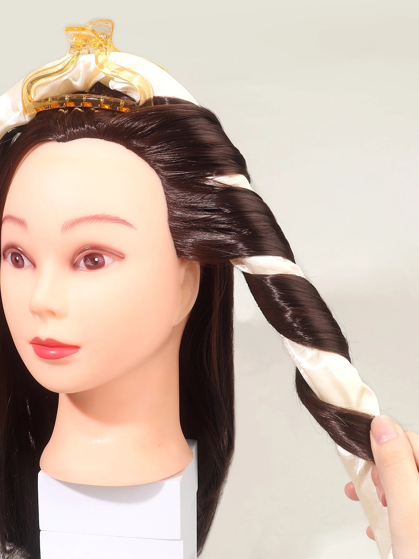 1PC Heatless Curling Rod Headband, Heatless Hair Curler No Heat Curls Ribbon With Hair Clips And Scrunchies Sleeping Curls Silk Ribbon Hair Rollers.(Apricot), Hair Rollers, Heatless Curls, Hair Curler
