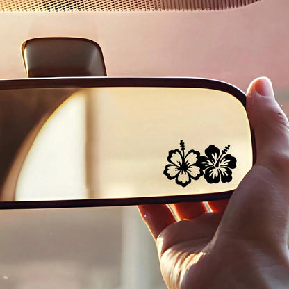1pc-Hibiscus Flower Car Rearview Mirror Stickers, Car Rearview Mirror Decals, Small Decals, Vinyl Car Stickers, Multiple Colors, Car Decoration Accessories