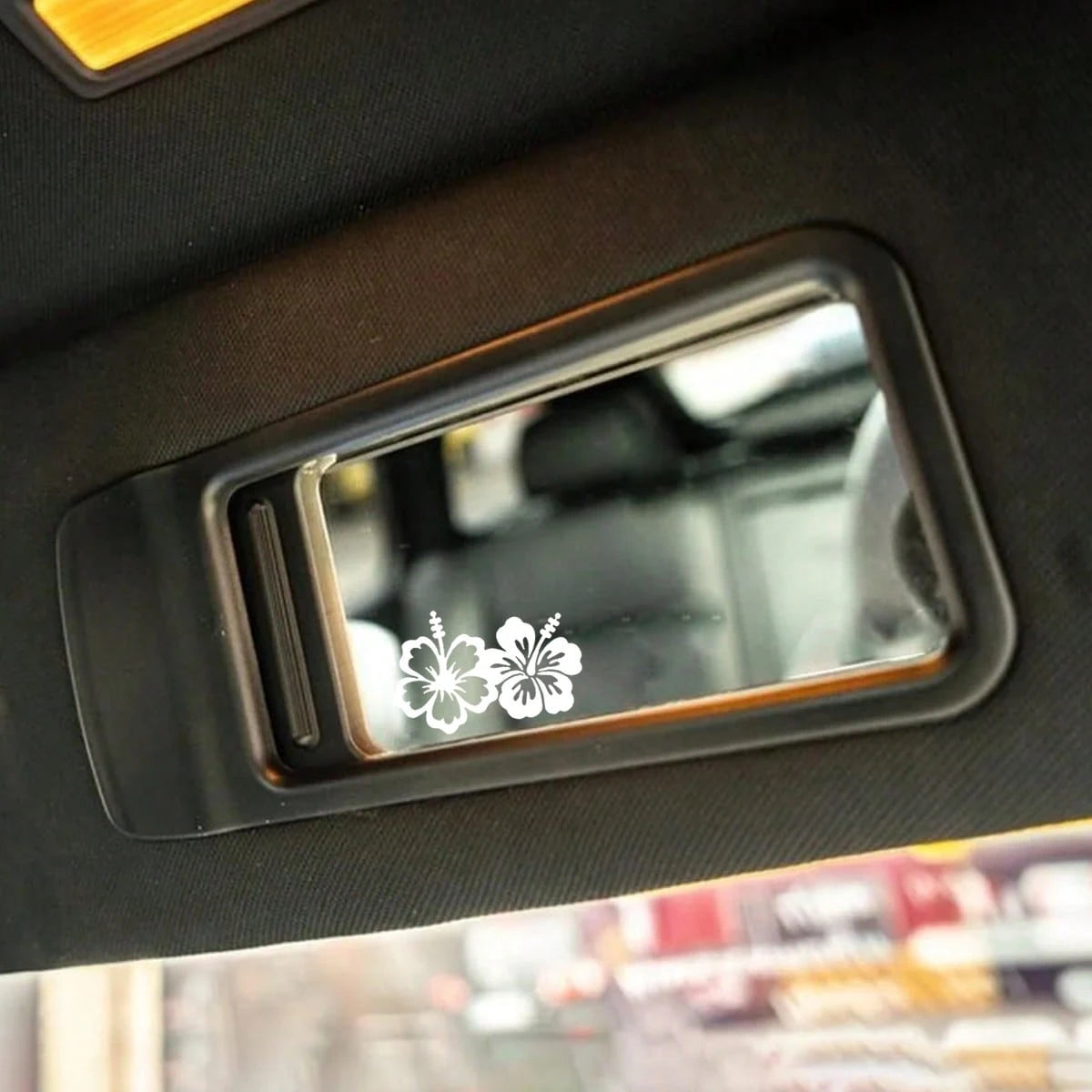 1pc-Hibiscus Flower Car Rearview Mirror Stickers, Car Rearview Mirror Decals, Small Decals, Vinyl Car Stickers, Multiple Colors, Car Decoration Accessories