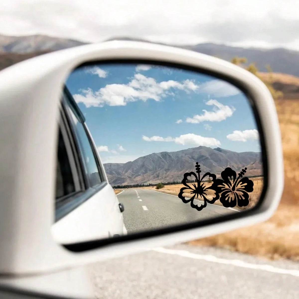 1pc-Hibiscus Flower Car Rearview Mirror Stickers, Car Rearview Mirror Decals, Small Decals, Vinyl Car Stickers, Multiple Colors, Car Decoration Accessories