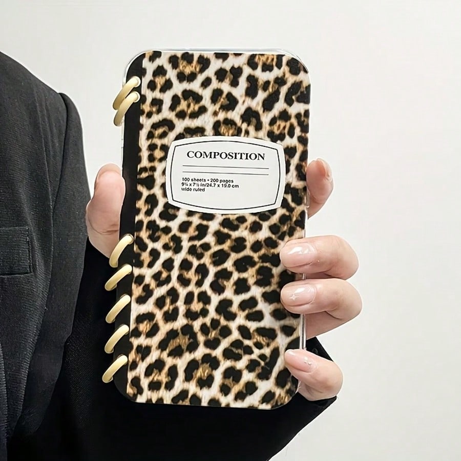 1pc High Quality New Fashion Leopard Print, Stylish Flip Cover Notebook Style Protective Case, Simple Shockproof Anti-Slip Phone Case Suitable For 16/16Plus/16Pro/16ProMax/15/15Plus/15ProMax/14/14Plus