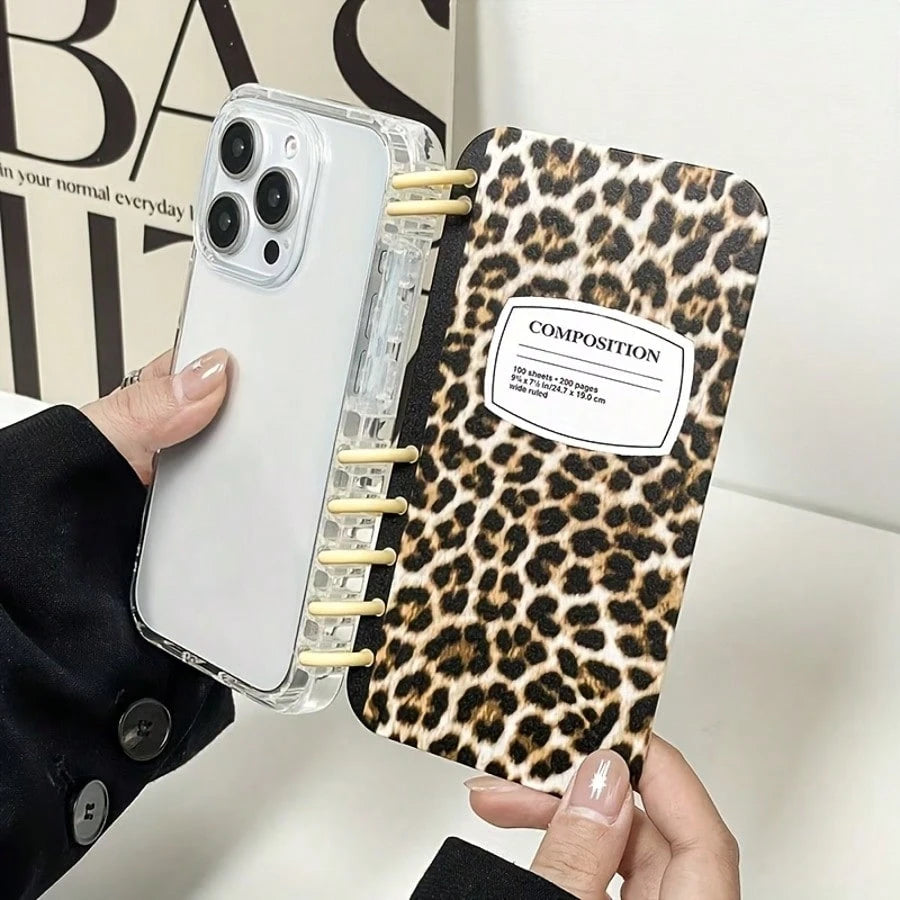 1pc High Quality New Fashion Leopard Print, Stylish Flip Cover Notebook Style Protective Case, Simple Shockproof Anti-Slip Phone Case Suitable For 16/16Plus/16Pro/16ProMax/15/15Plus/15ProMax/14/14Plus