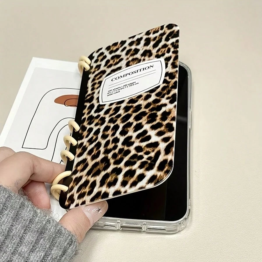 1pc High Quality New Fashion Leopard Print, Stylish Flip Cover Notebook Style Protective Case, Simple Shockproof Anti-Slip Phone Case Suitable For 16/16Plus/16Pro/16ProMax/15/15Plus/15ProMax/14/14Plus