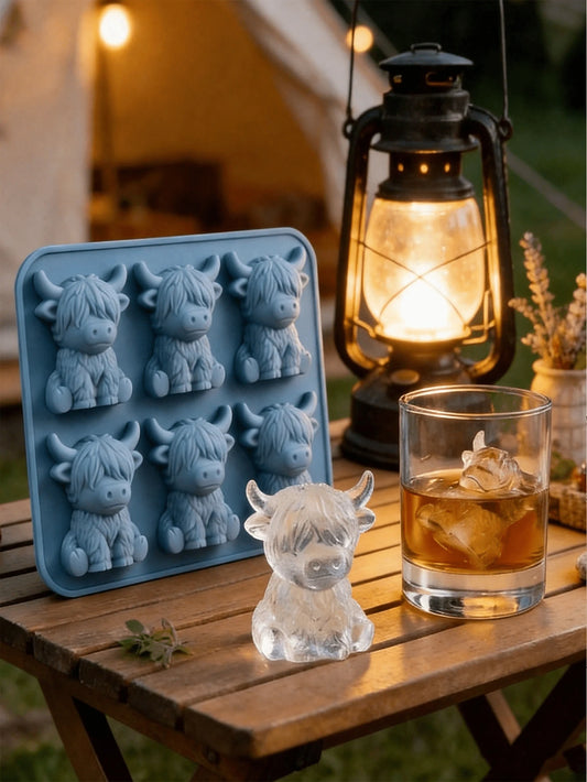1pc Highland Cow Silicone Ice Cube Tray, 3D Cute Cow Shaped Silicone Ice Mold, Suitable For Whiskey, Cocktails And Baking, Silicone Mold Also Suitable For Easter And Holiday Decorations, Party Supplie