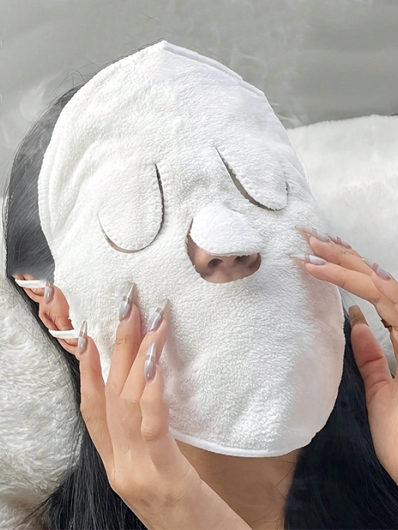 1pc Hot Compress Face Towel Masks, Reusable Facial Steamer Towel For Hot Cold Skin Care Home Bathroom Decor Back To School For Beauty Salon Home Bathroom