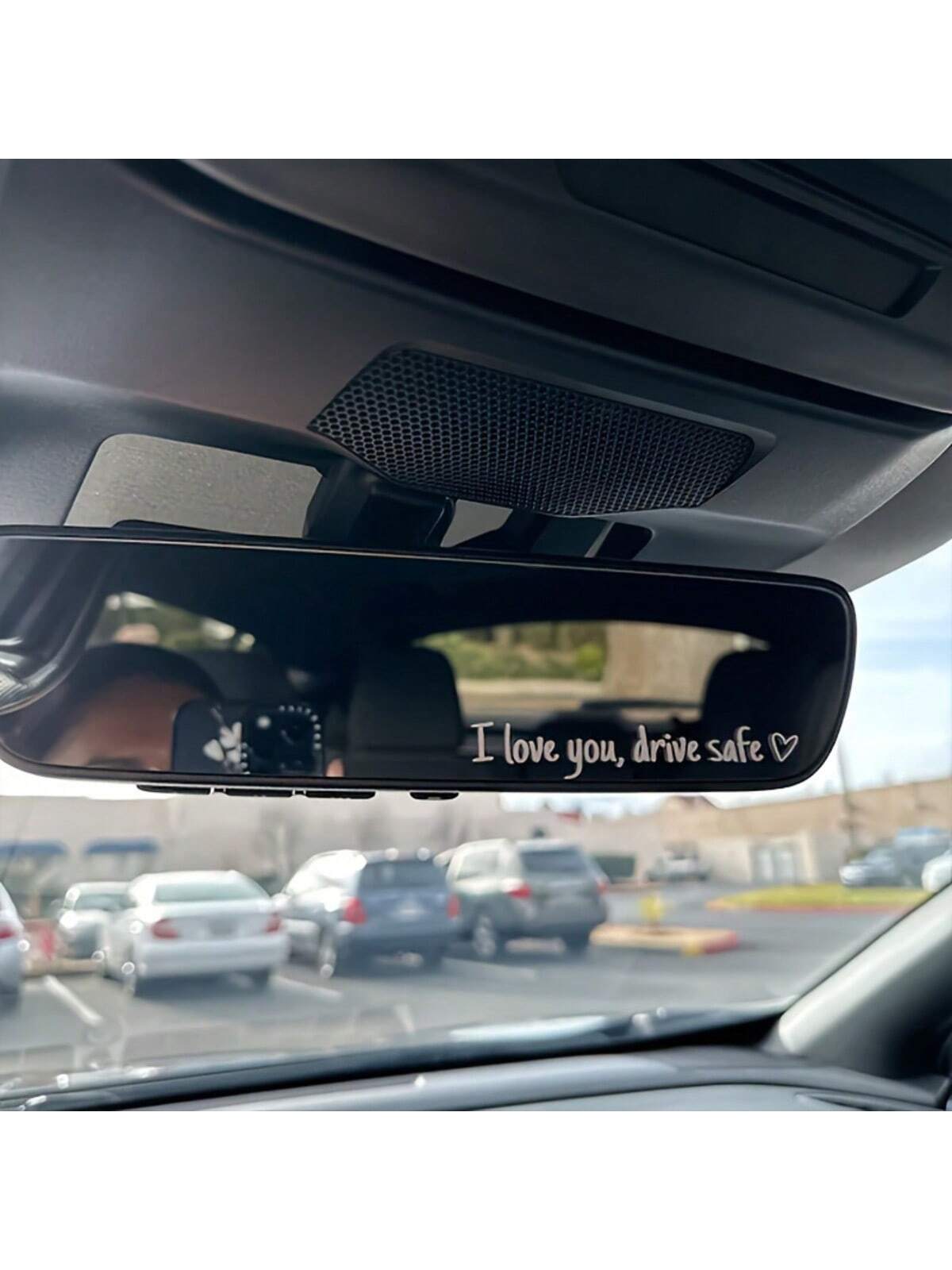 1pc I Love You Drive Mirror Decal, Rearview Mirror Car Decals For Women, Vinyl Decal