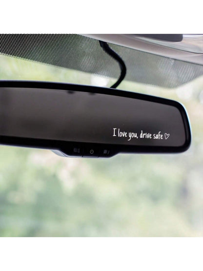 1pc I Love You Drive Mirror Decal, Rearview Mirror Car Decals For Women, Vinyl Decal