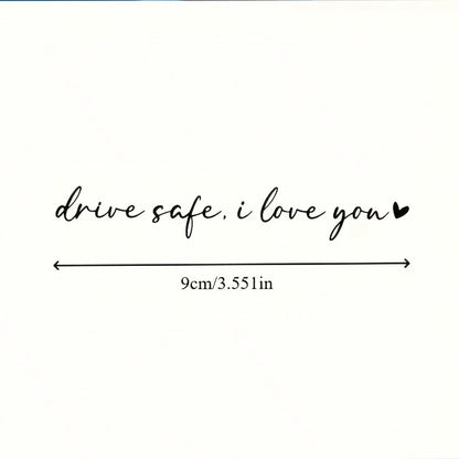 1pc "I Love You When Driving" Rearview Mirror Sticker- Durable Plastic Material, Waterproof Paint Car Mirror Sticker, Safety Reminder & Decorative Car Accessory, Suitable For Cars, Water Bottles, Com