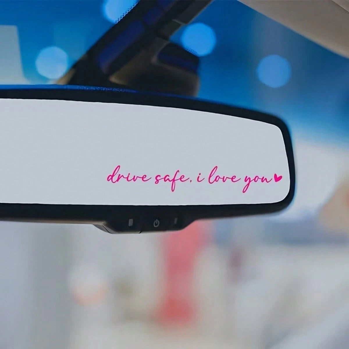 1pc "I Love You When Driving" Rearview Mirror Sticker- Durable Plastic Material, Waterproof Paint Car Mirror Sticker, Safety Reminder & Decorative Car Accessory, Suitable For Cars, Water Bottles, Com