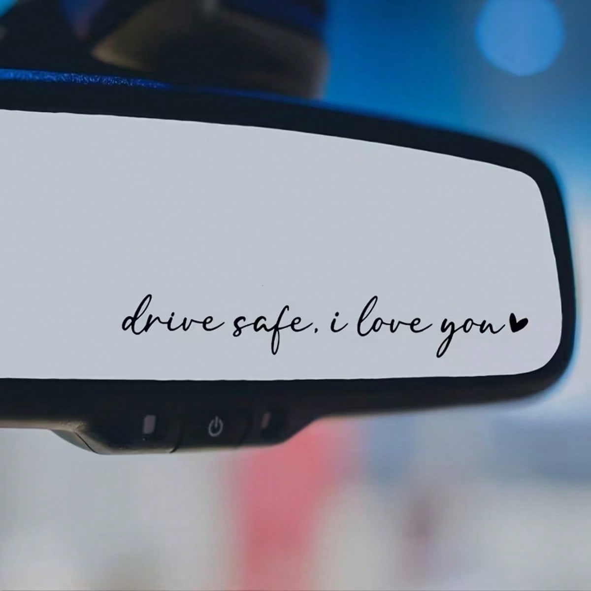 1pc "I Love You When Driving" Rearview Mirror Sticker- Durable Plastic Material, Waterproof Paint Car Mirror Sticker, Safety Reminder & Decorative Car Accessory, Suitable For Cars, Water Bottles, Com