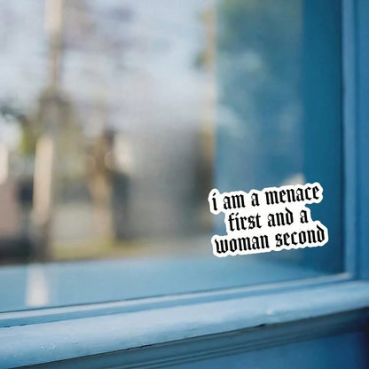 1pc "I'm A Threat First, A Woman Second" Vinyl Sticker, Suitable For Cars, Laptops, Water Bottles, Etc., Car Accessories Sticker
