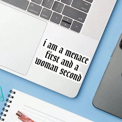 1pc "I'm A Threat First, A Woman Second" Vinyl Sticker, Suitable For Cars, Laptops, Water Bottles, Etc., Car Accessories Sticker
