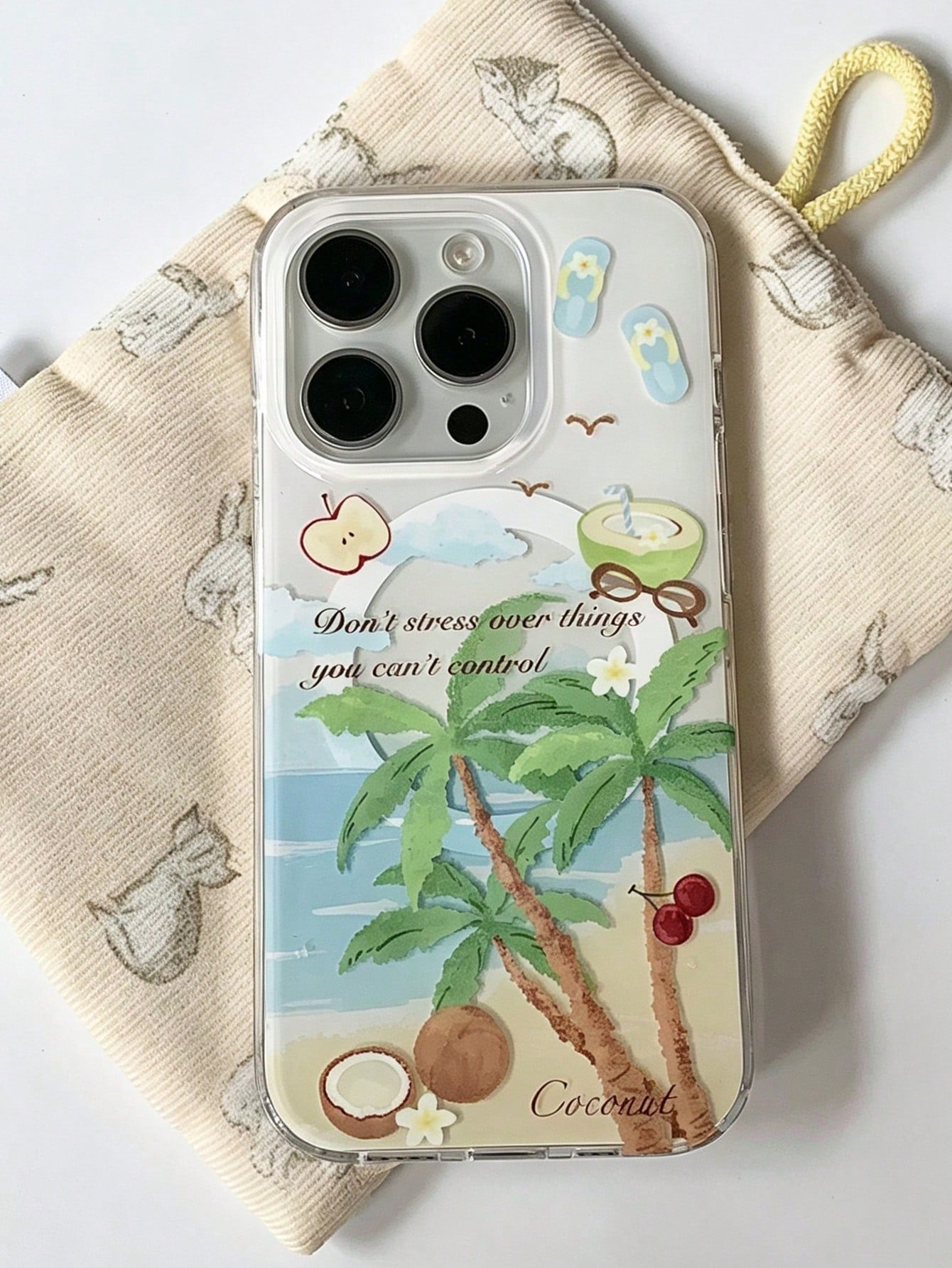 1PC Ins Coconut Tree Apple IMD Full Coverage Anti-Drop TPU Phone Case Compatible With Apple 11 Pro Max/12 Pro Max/13 Pro Max/14 Pro Max/15 Pro Max/16 Pro Max/17 Pro Max