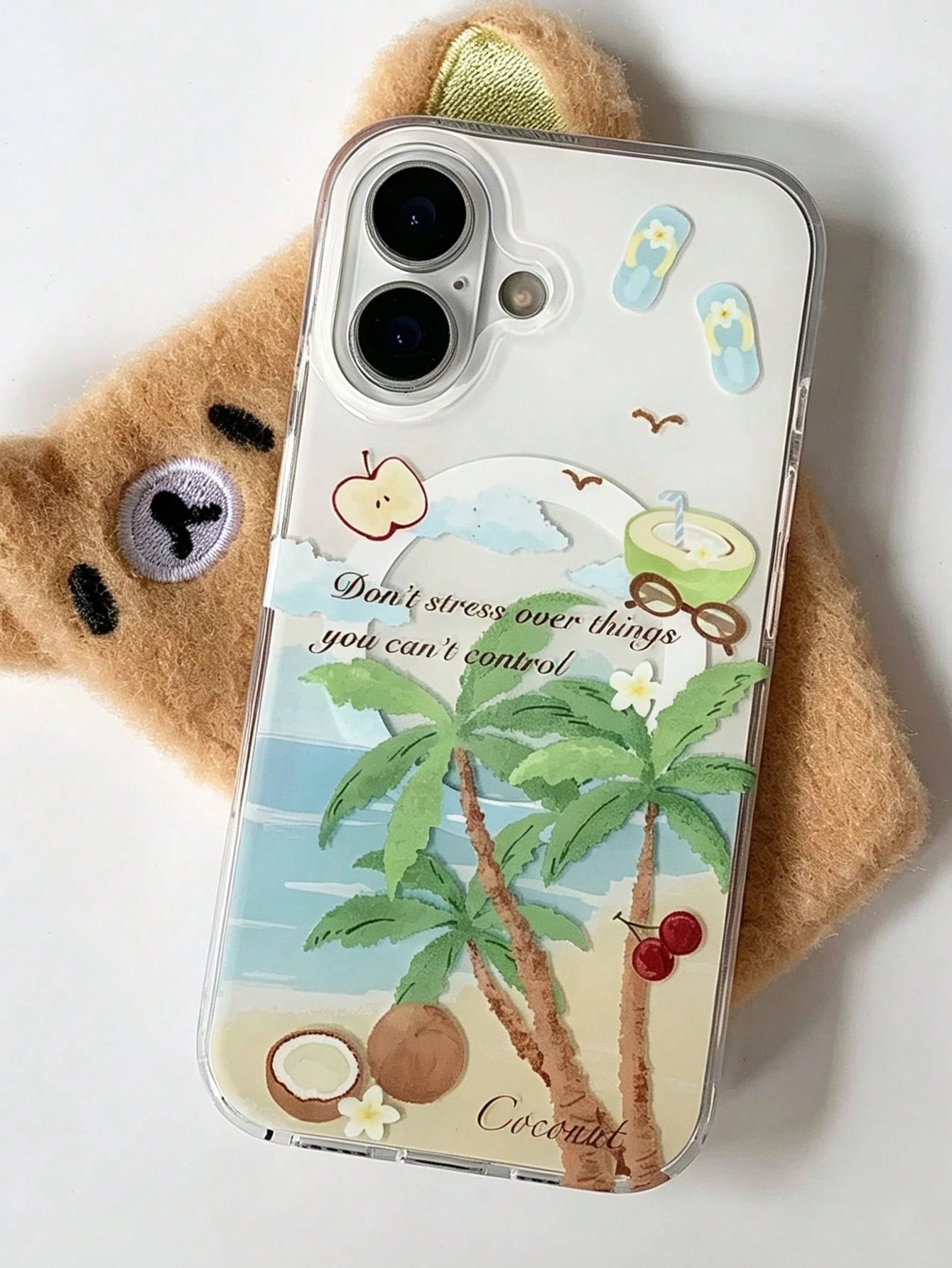 1PC Ins Coconut Tree Apple IMD Full Coverage Anti-Drop TPU Phone Case Compatible With Apple 11 Pro Max/12 Pro Max/13 Pro Max/14 Pro Max/15 Pro Max/16 Pro Max/17 Pro Max
